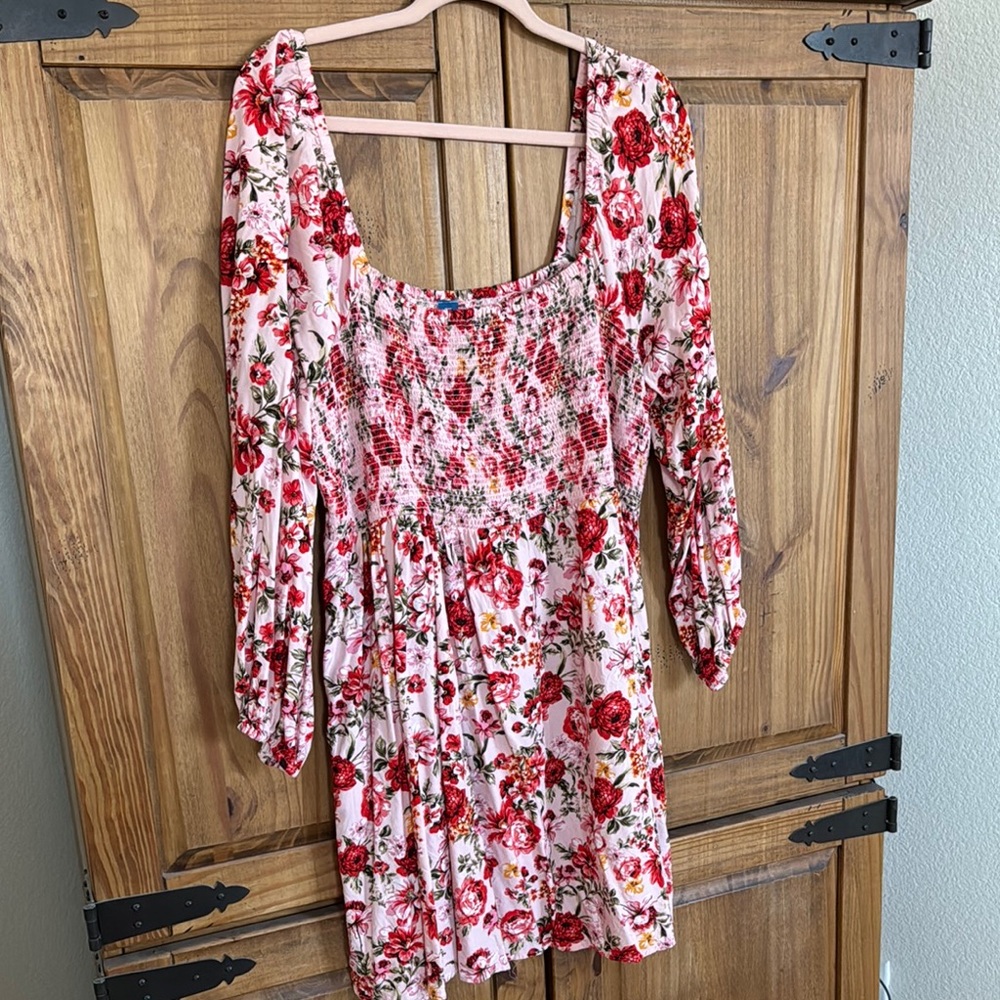 Old Navy Floral Mini Dress - Red and Pink XXL
